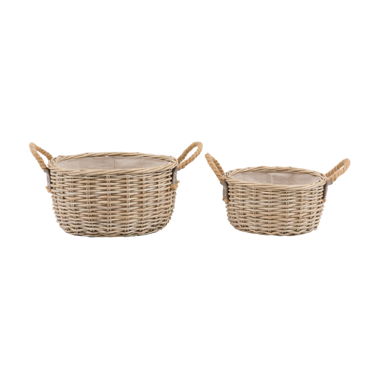 Eden Round Baskets with Rope Handles Set of 2 – Natural