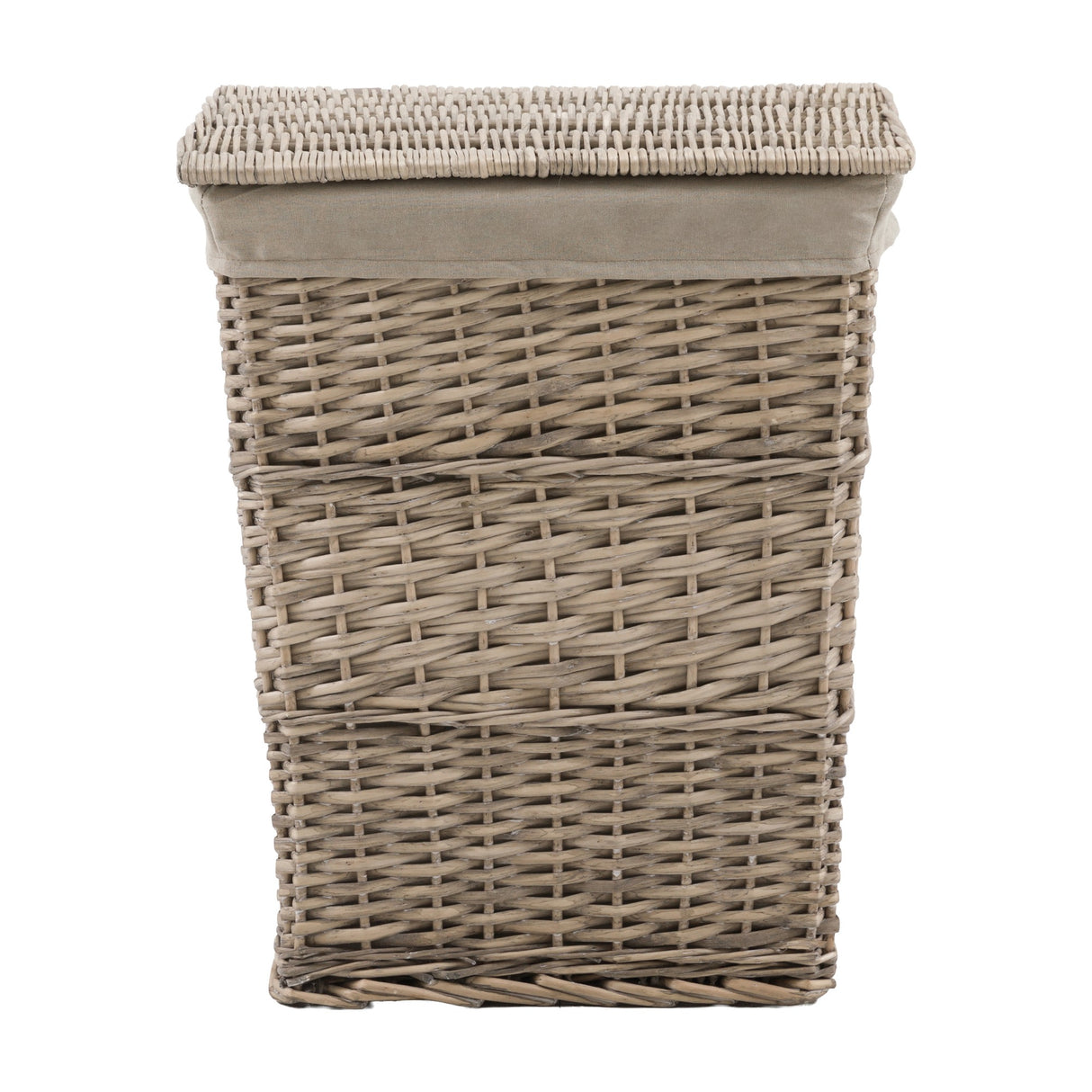 Lina Lined Willow Laundry Basket – Grey