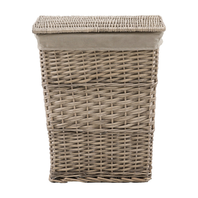 Lina Lined Willow Laundry Basket – Grey