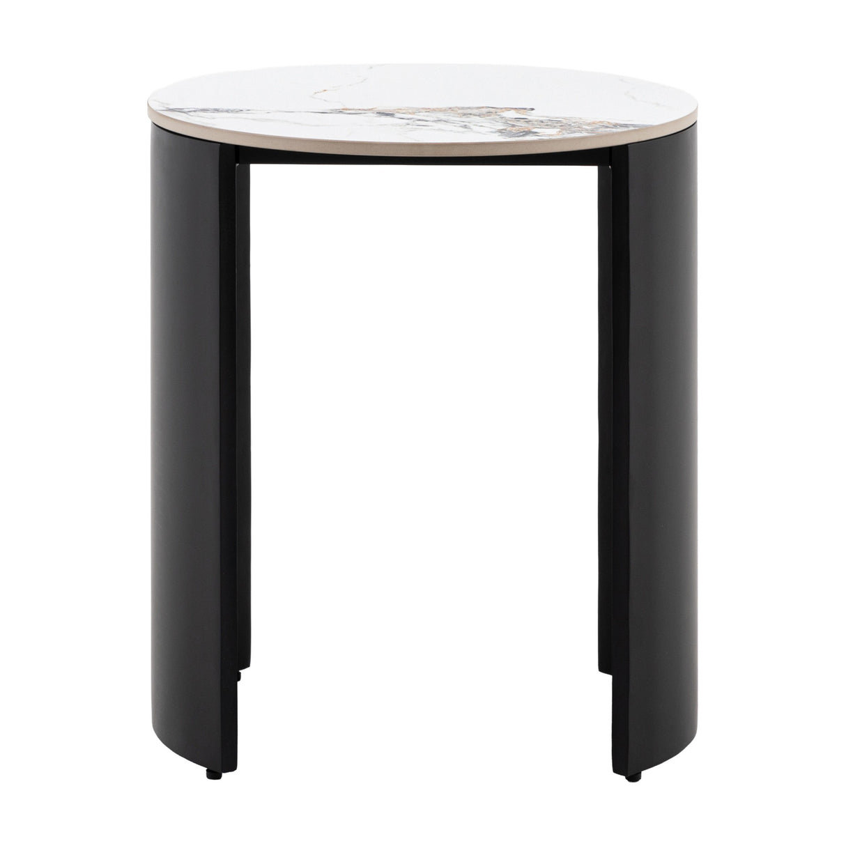 Marzio Round Side Table with Ceramic Marble Top – White