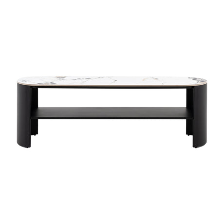 Marzio Media Unit with Marble-Effect Top – White