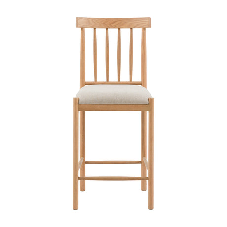 Eton Spindle-Back Bar Stool with Padded Seat, Set of 2 – Natural