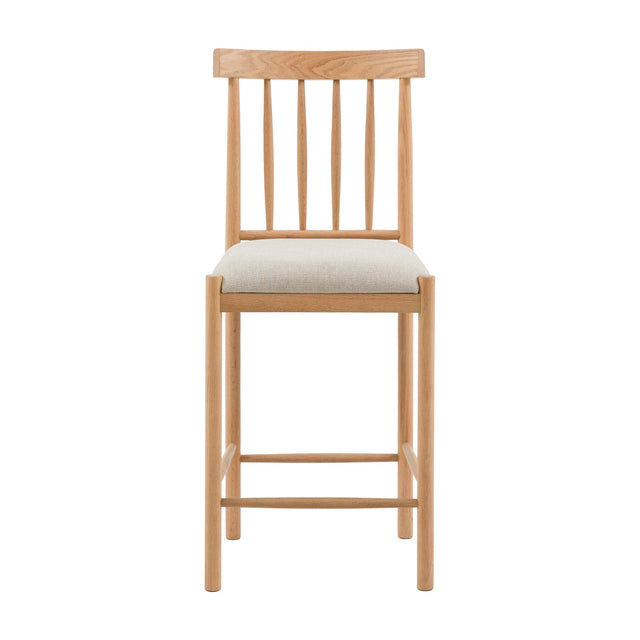 Eton Spindle-Back Bar Stool with Padded Seat, Set of 2 – Natural