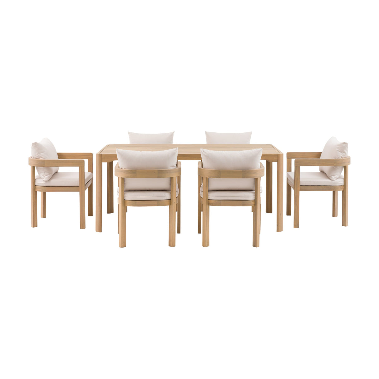 Madeira Acacia 6 Seater Dining Set – Natural