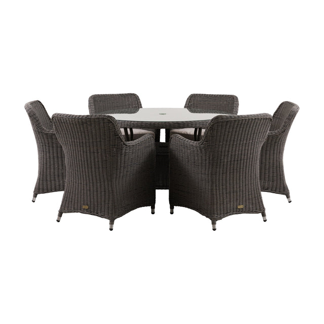 Ascot 6 Seater Round Dining Set – Grey