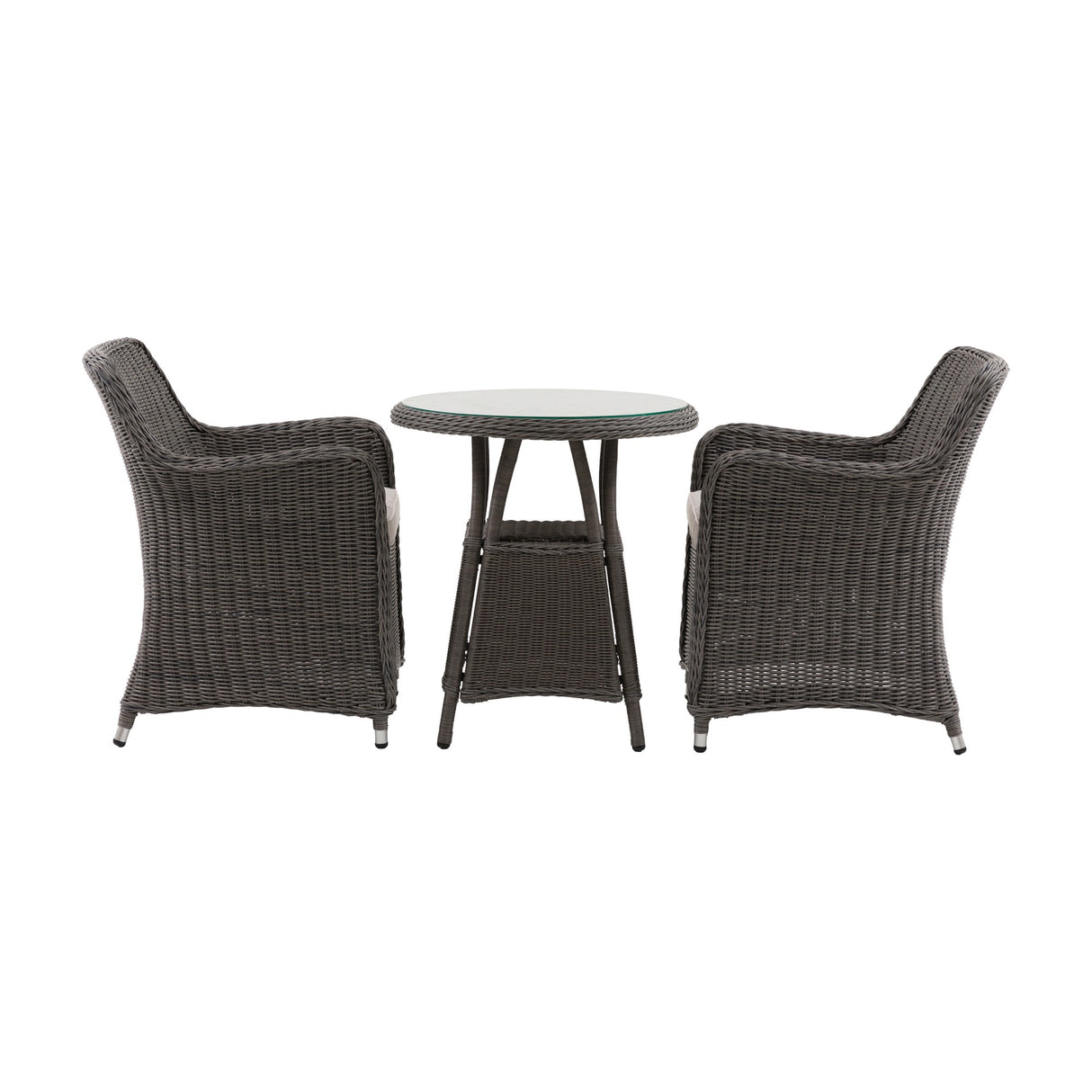Ascot Bistro Set with Round Glass-Top Table – Grey