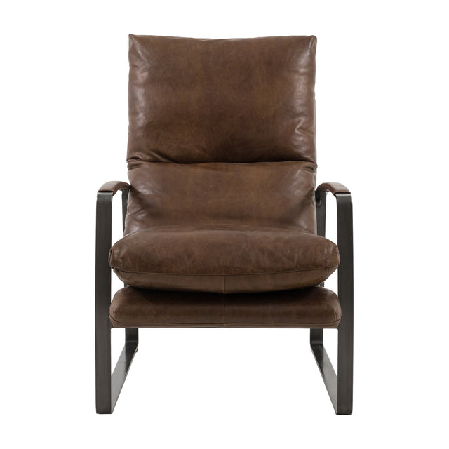 Fabien Leather Lounger Chair – Brown