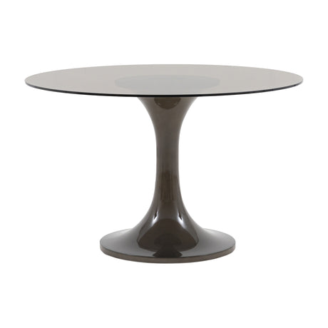 Tivoli Round Dining Table with Glass Top – Brown