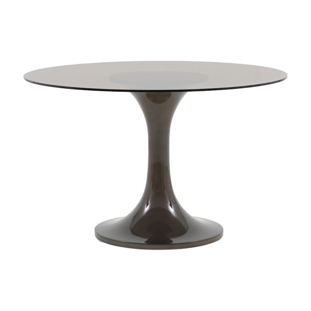 Tivoli Round Dining Table with Glass Top – Brown