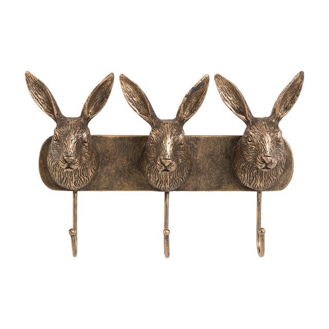 Hare Trio Wall Hook Rack – Bronze
