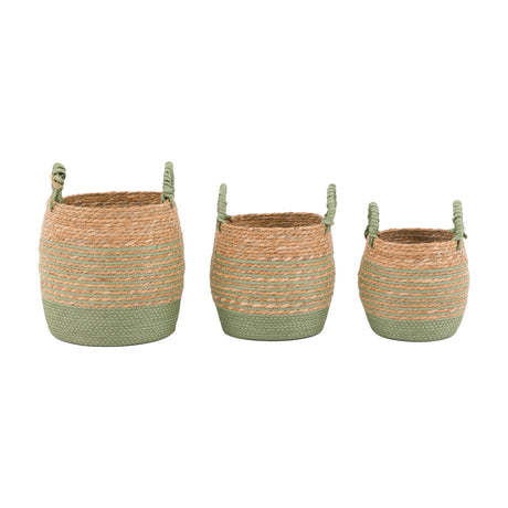 Drift Woven Seagrass Basket Set of 3 – Olive Green