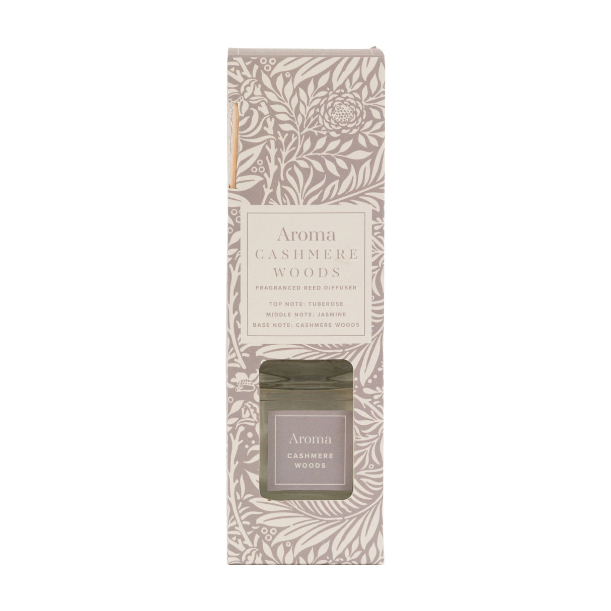 Aroma Cashmere Woods Fragranced Reed Diffuser 180ml – Natural