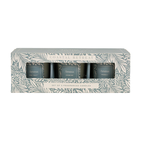 Coastal Retreat Fragranced Candles Set of 3 – Teal