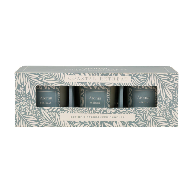 Coastal Retreat Fragranced Candles Set of 3 – Teal