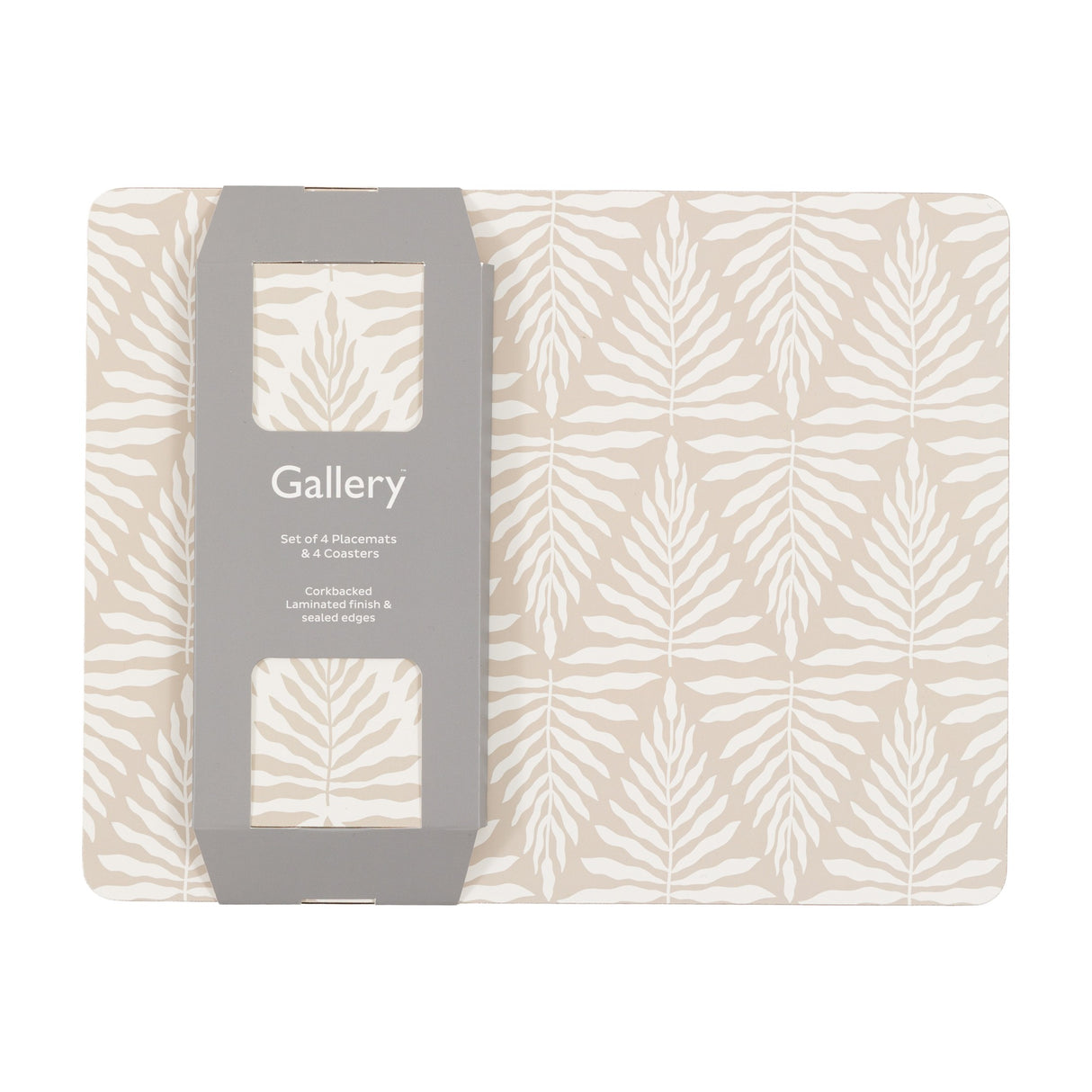 Leaf ZigZag Placemat and Coaster Set of 8 – Ecru