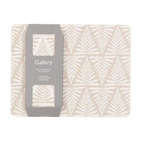 Leaf ZigZag Placemat and Coaster Set of 8 – Ecru