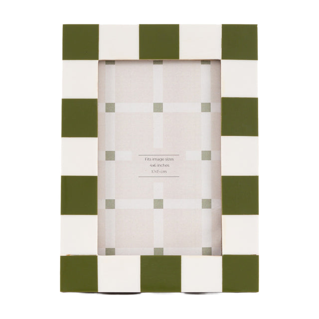 Coria Checkerboard Photo Frame 6x4in – Green