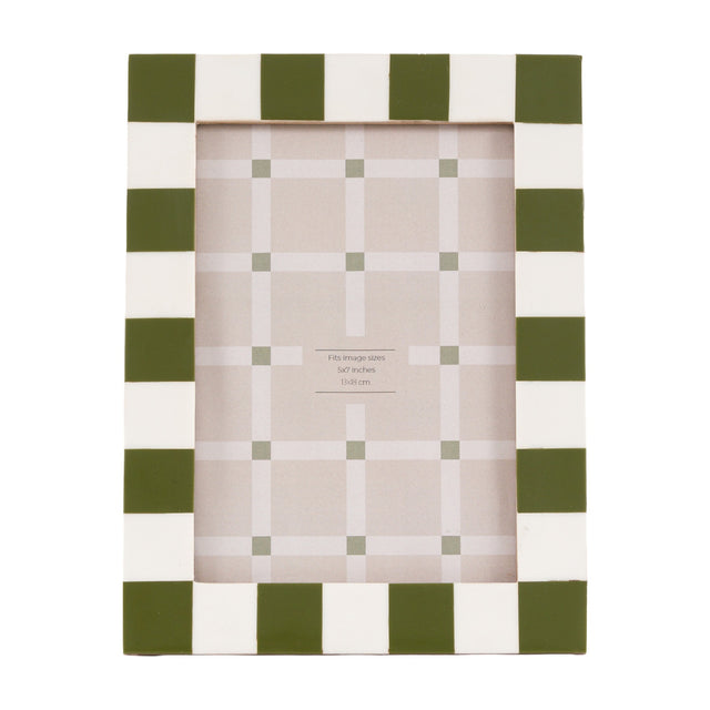 Coria Checkerboard Photo Frame 5x7in – Green