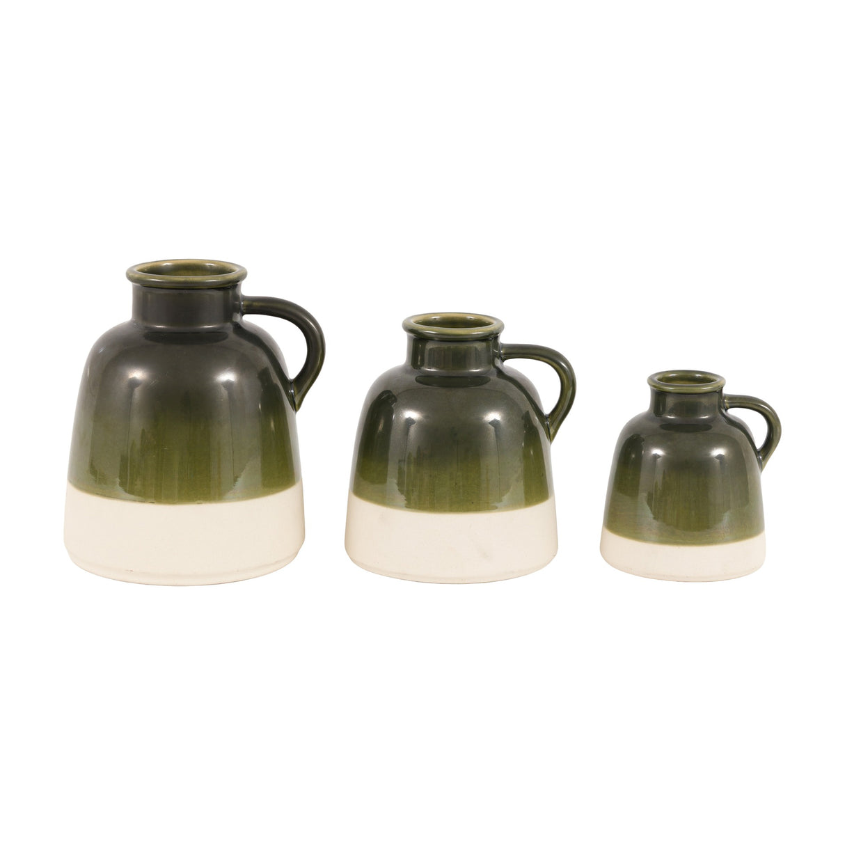 Sella Ceramic Jug Bud Vases Set of 3 – Olive Green