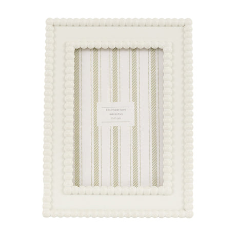 Gallery Direct Covane white resin 4x6in photo frame with double beaded border and glass front, portrait orientation, shown on a plain background.