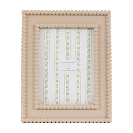 Gallery Direct Covane Beaded Photo Frame 5x7in in mocha resin with double beaded border around outer edge and aperture, shown upright on white.