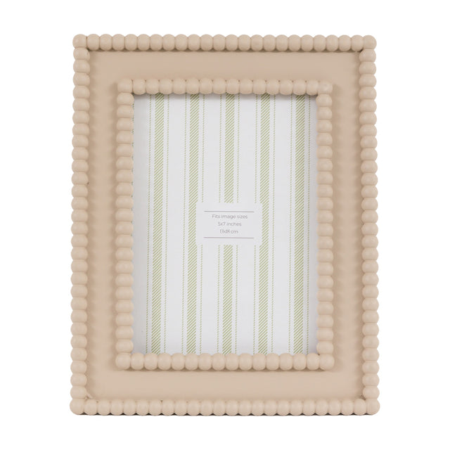 Gallery Direct Covane Beaded Photo Frame 5x7in in mocha resin with double beaded border around outer edge and aperture, shown upright on white.