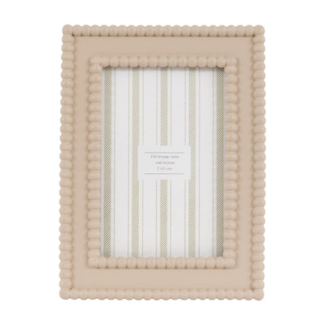 Gallery Direct Covane Beaded Photo Frame in mocha resin with double beaded border, 4x6in portrait aperture, freestanding on a white background.