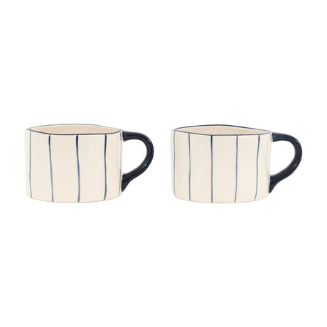 Organic Stripe Mug – Blue – Set of 2