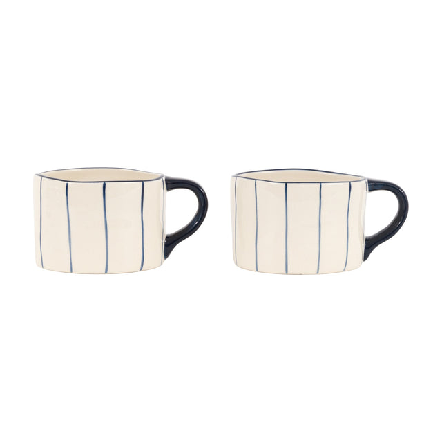 Organic Stripe Mug – Blue – Set of 2