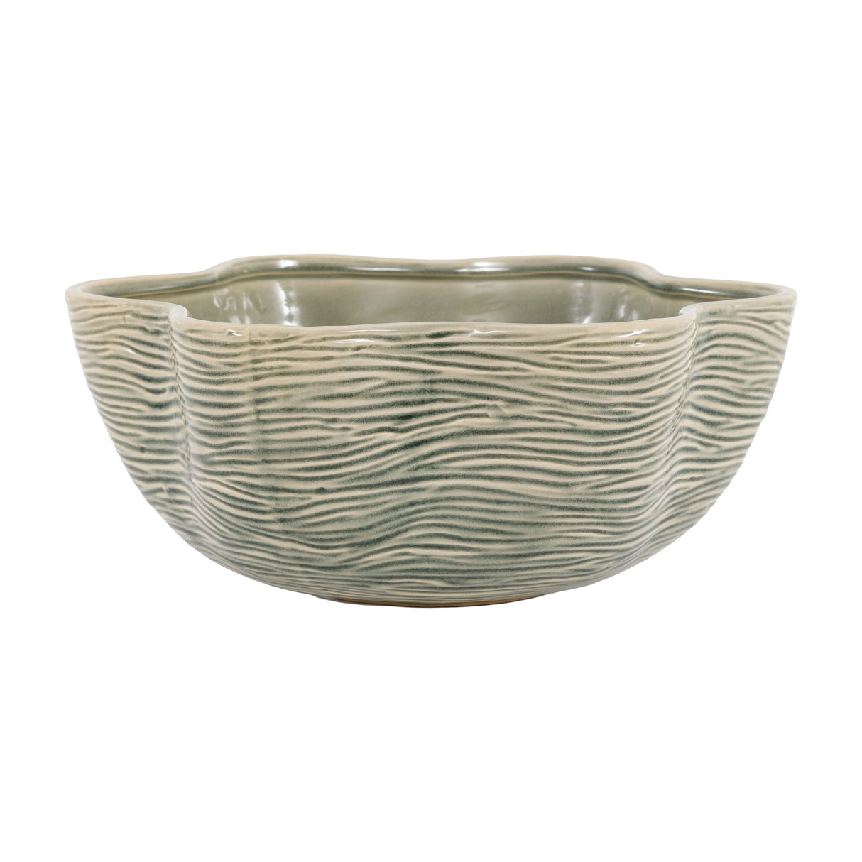 Murla Textured Ceramic Bowl – Fennel Green