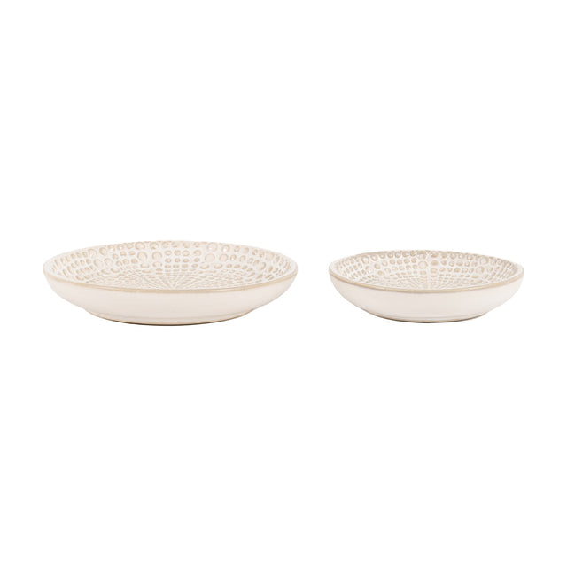 Brea Beaded Trinket Tray Set of 2 – White