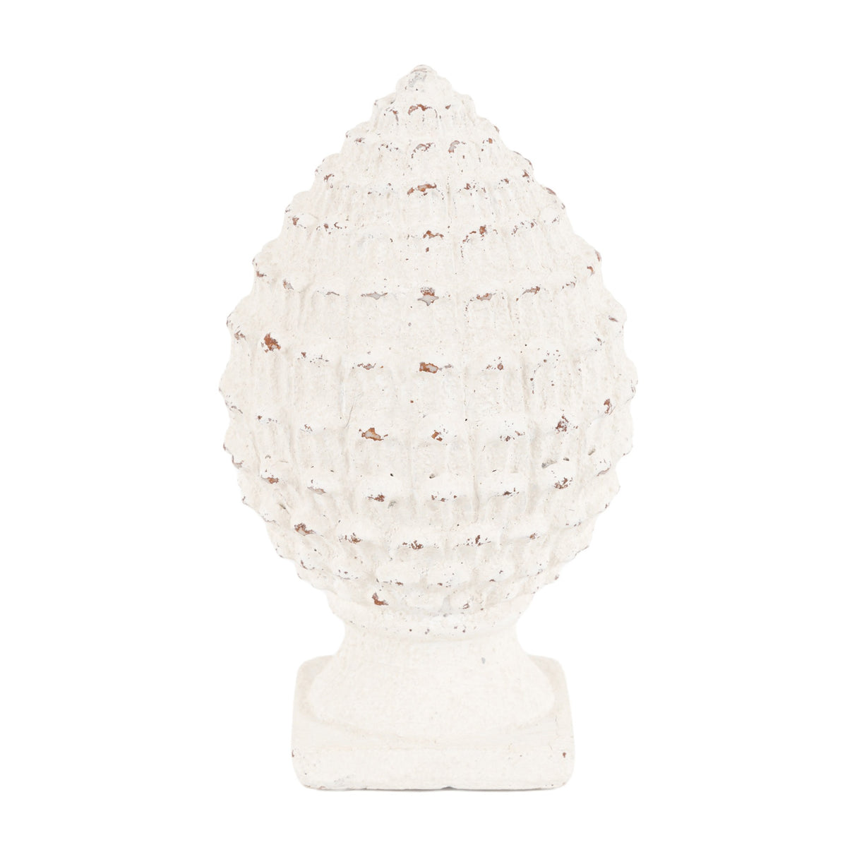Rustic Pinecone Sculpture – White
