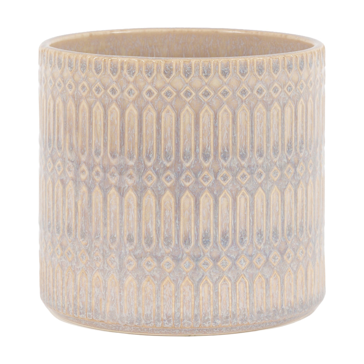 Alaro Embossed Ceramic Planter – Taupe