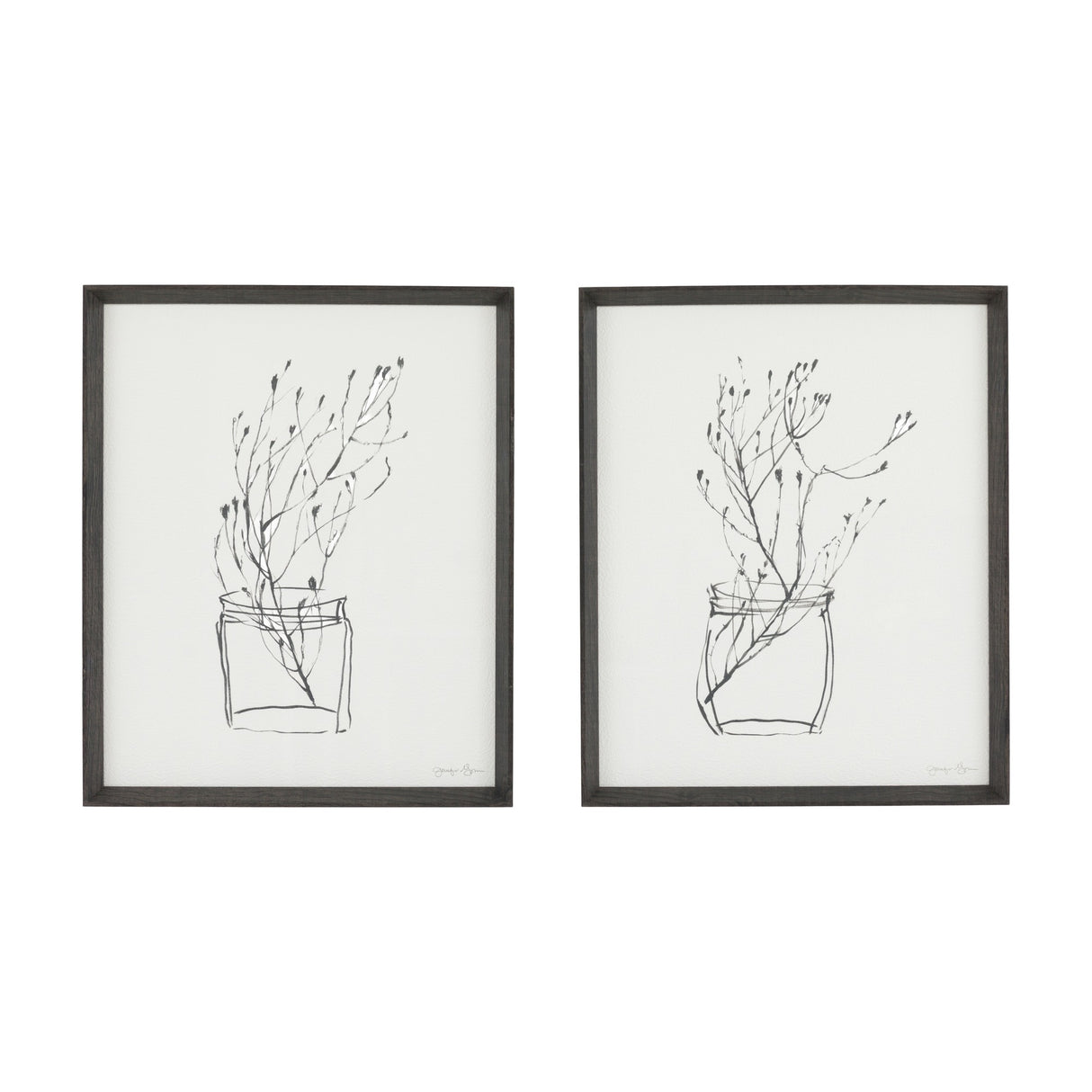Delicate Nature Framed Art – Black and White – Set of 2