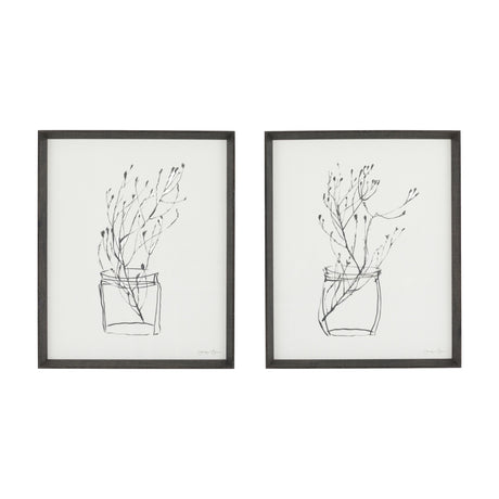 Delicate Nature Framed Art – Black and White – Set of 2