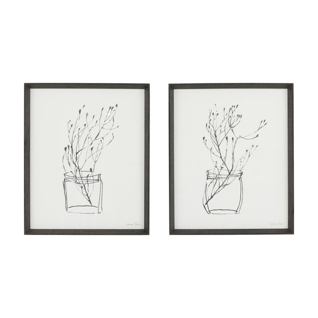 Delicate Nature Framed Art – Black and White – Set of 2