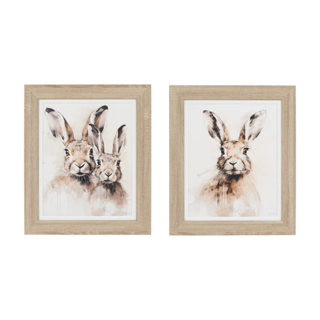 Woodland Whiskers Hare Watercolour Framed Prints Set of 2 – Brown