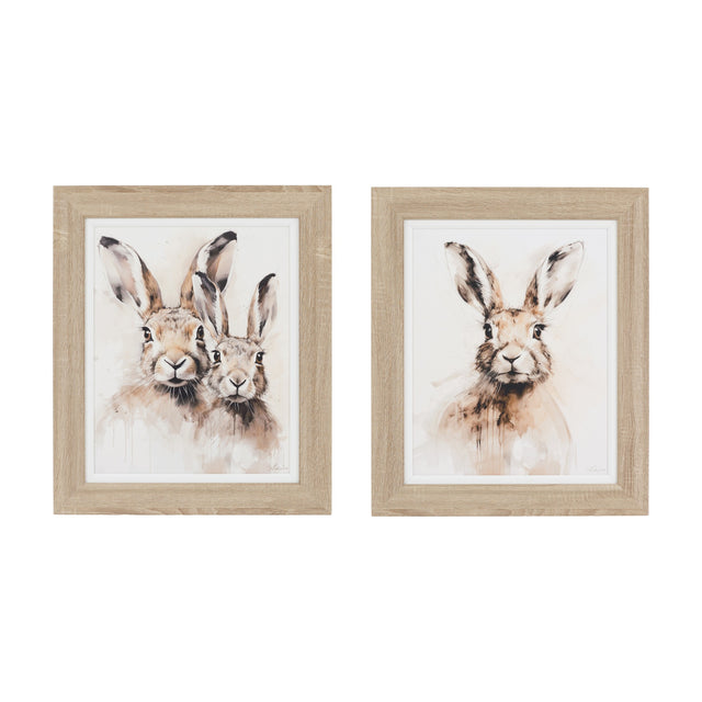 Woodland Whiskers Hare Watercolour Framed Prints Set of 2 – Brown