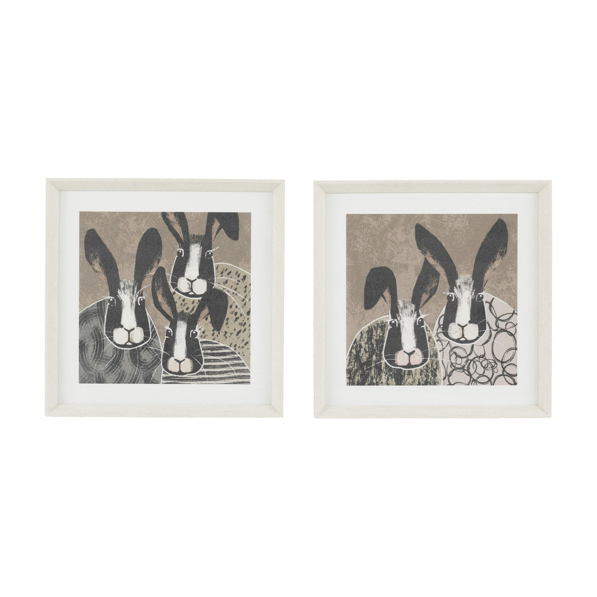 Animal Antics II Framed Hare Art Set of 2 – Brown
