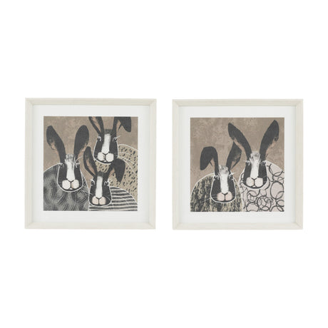 Animal Antics II Framed Hare Art Set of 2 – Brown