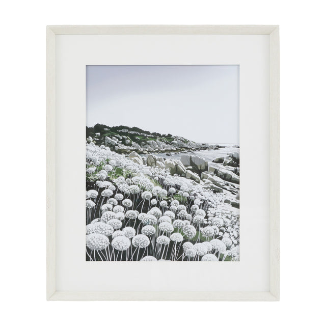 Waves and Wild Flowers I Framed Art – White