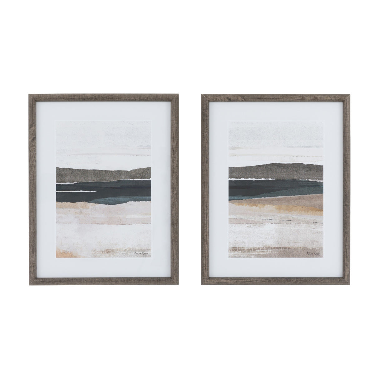 Drift Away Framed Abstract Landscape Art Set of 2 – Grey