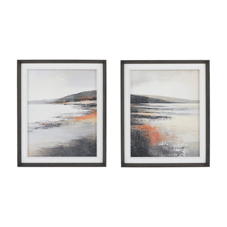 Indian Summer Abstract Framed Canvas Set of 2 – Grey