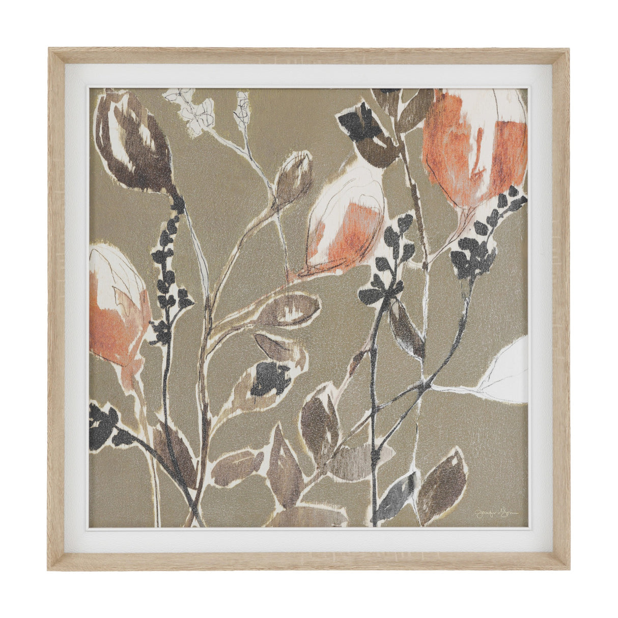 Subtle Touch Framed Botanical Print – Olive