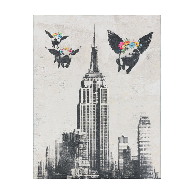 Concrete Dreams II Flying Pigs Framed Canvas – Monochrome