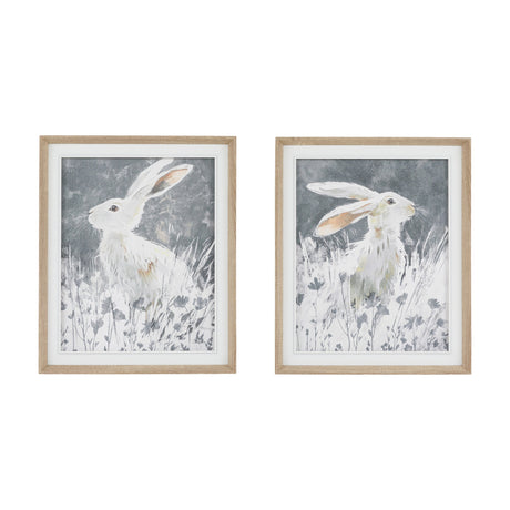 In Clover Hare Framed Canvas Set of 2 – Grey