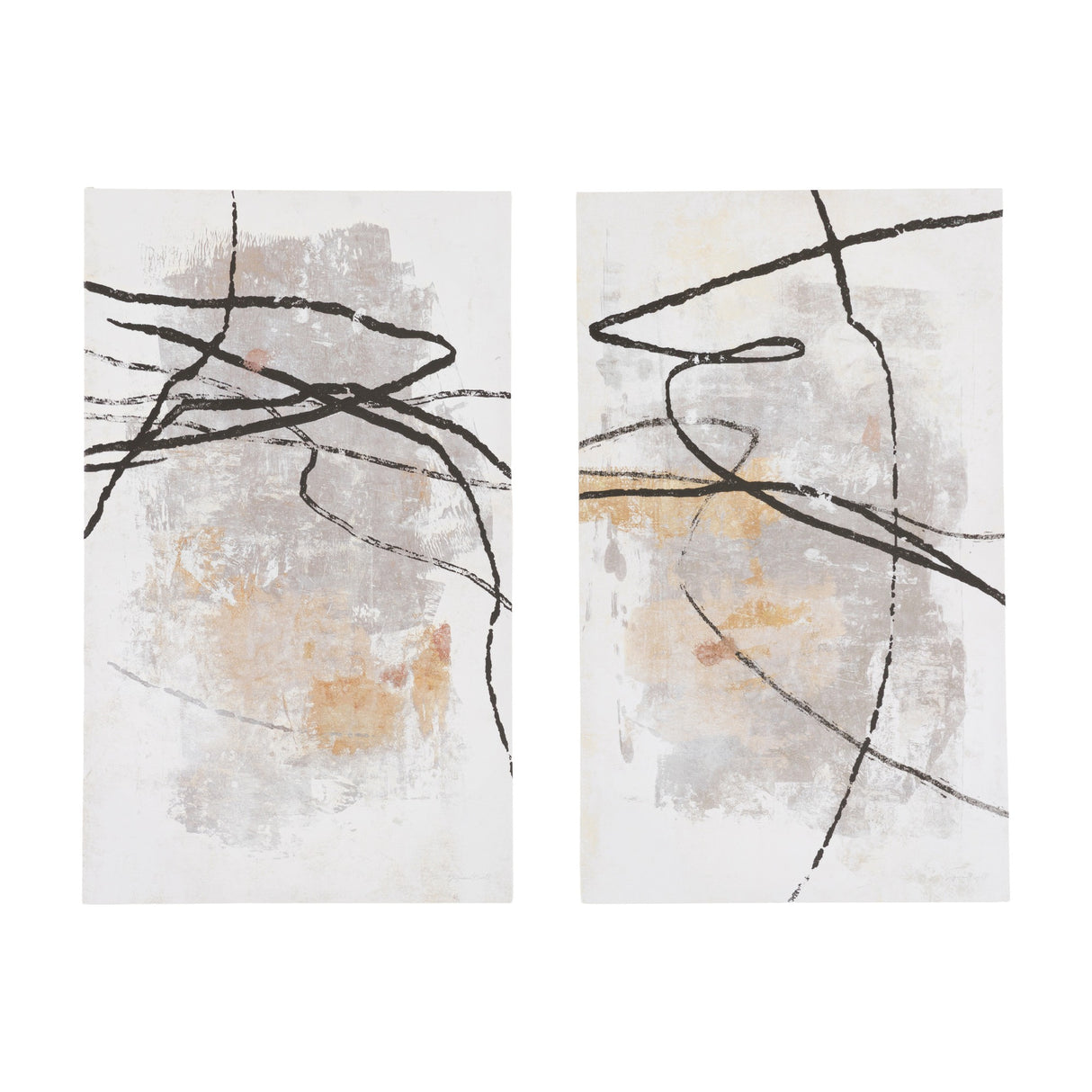 Tangle Abstract Canvas Set of 2 – Grey