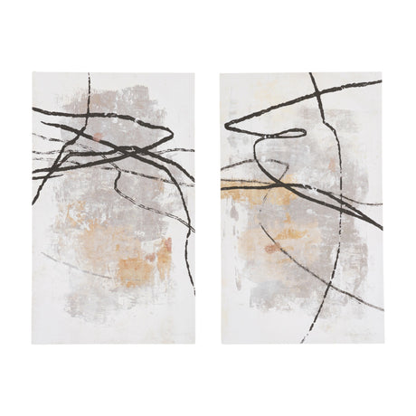Tangle Abstract Canvas Set of 2 – Grey