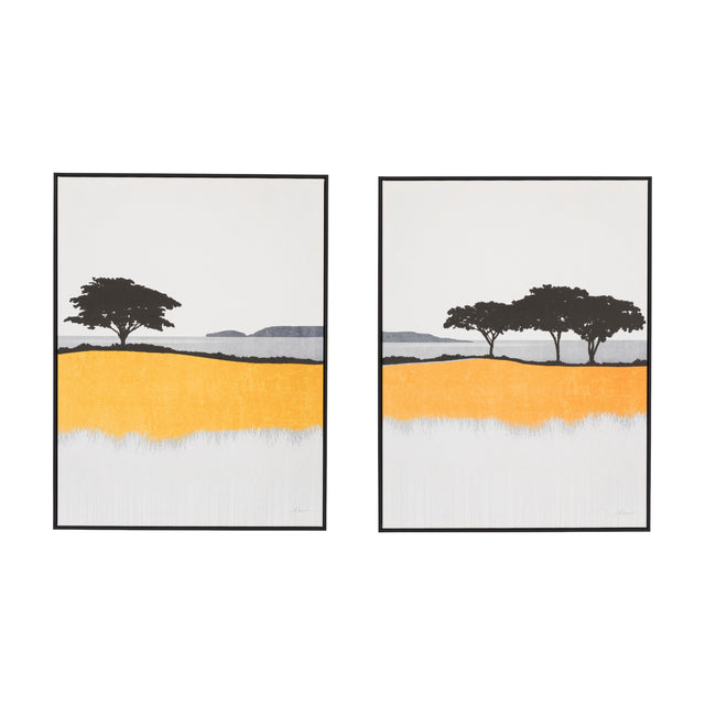Seaview Framed Canvas Set of 2 – Yellow