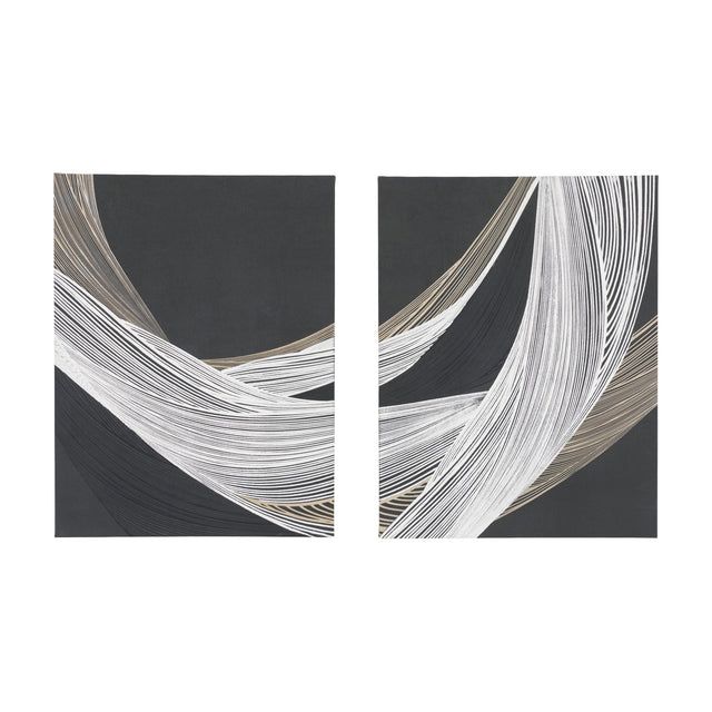 Curve Appeal Abstract Canvas Set of 2 – Black